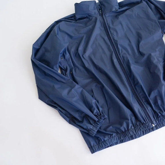 Rest  & Relaxation R&R Vintage Navy Blue Raincoat with Hidden Hoodie ~ XL - Picture 10 of 12